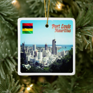 zMU015 PORT LOUIS, Skyline, Mauritius, Ceramic Ornament