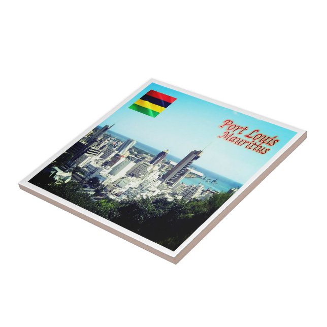 zMU015 PORT LOUIS, Skyline, Mauritius, Ceramic Tile (Side)