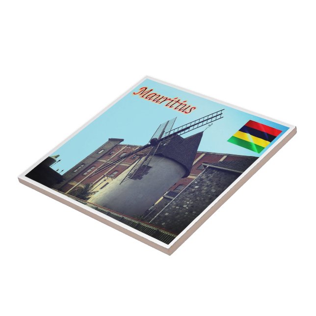 zMU019 MAURITIUS, Windmill, Africa, Ceramic Tile (Side)