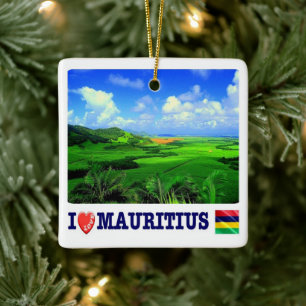 zMU020 MAURITIUS I Love, Africa, Ceramic Ornament