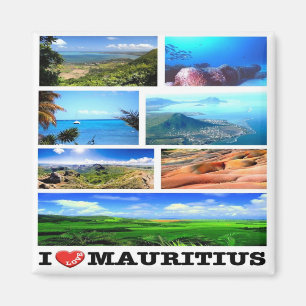 zMU021 MAURITIUS I Love, Mosaic, Africa, Fridge Magnet