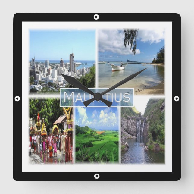 zMU022 PORT LOUIS, Mosaic, Africa, Square Wall Clock (Front)