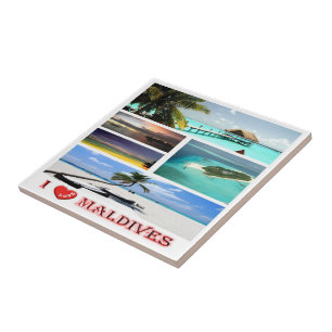 zMV009 i love MALDIVES collage, Ceramic Tile
