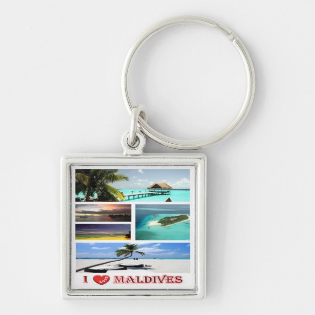 zMV009 i love MALDIVES collage, Key Ring (Front)