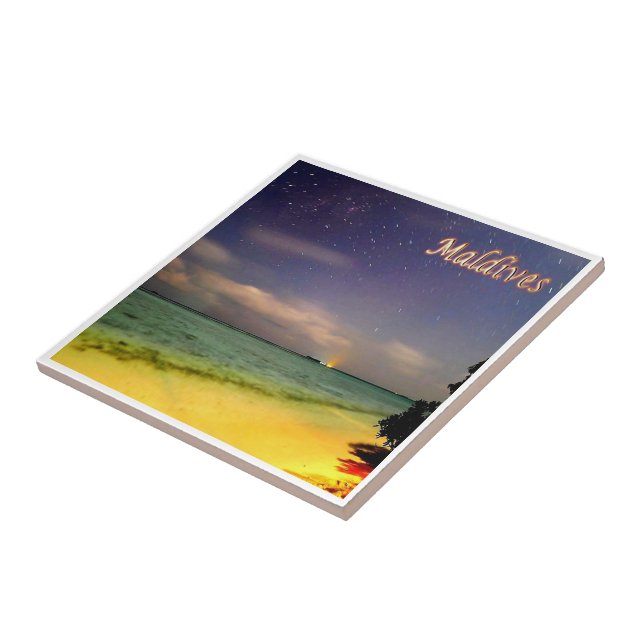 zMV012 MOONLIT beach, Maldives, Asia, Ceramic Tile (Side)
