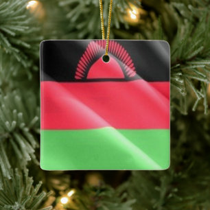 zMW002 MALAWI, Waving Flag, Africa, Ceramic Ornament