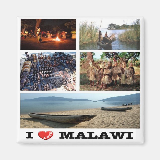 zMW009 MALAWI I Love, Mosaic, Africa, Fridge Magnet (Front)