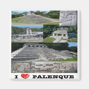 zMX019 PALENQUE I Love, Mosaic, Mexico, Fridge Magnet