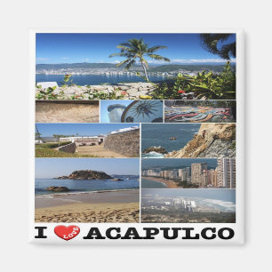 zMX022 ACAPULCO, I Love, Mosaic, Mexico, Fridge Magnet