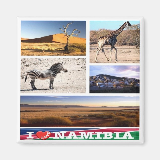 zNA007 NAMIBIA I Love, Mosaic, Africa, Fridge Magnet (Front)