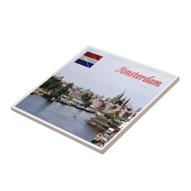 zNL010 AMSTERDAM seen from the sky, Ceramic Tile (Side)