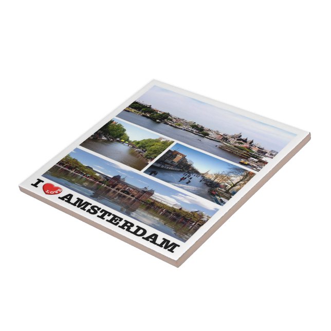 zNL014 AMSTERDAM "I Love", collage, Fridge Ceramic Tile (Side)