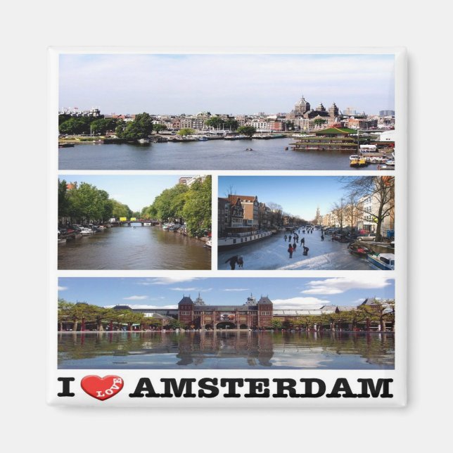 zNL014 AMSTERDAM "I Love", collage, Fridge Magnet (Front)