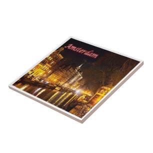 zNL018 AMSTERDAM landscape night, Holland, Ceramic Tile