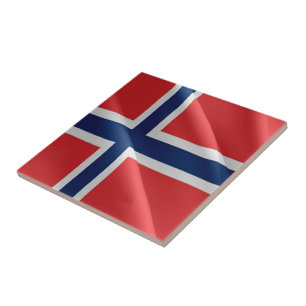 zNO002  NORWEGIAN waving FLAG, Norway, Ceramic Tile