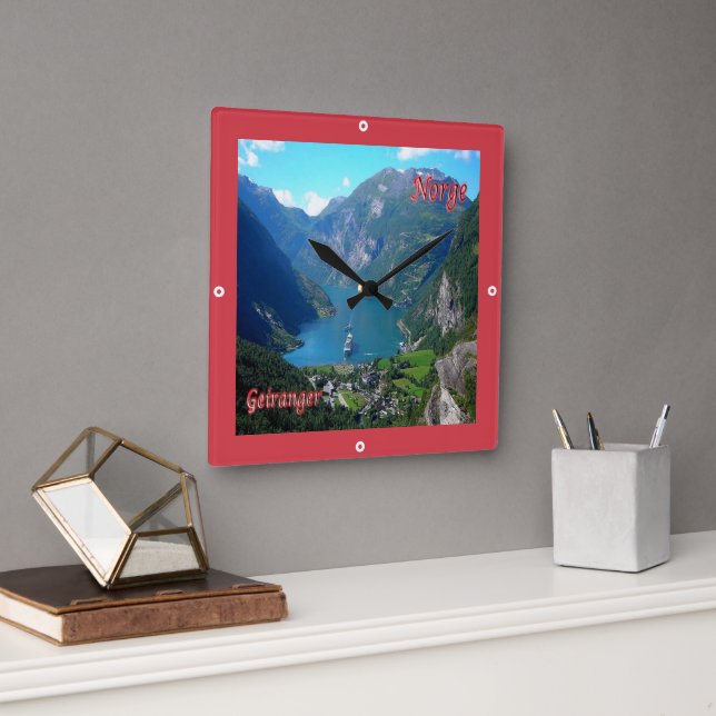 zNO005 GEIRANGER, Norway, Europe, Square Wall Clock (Office)