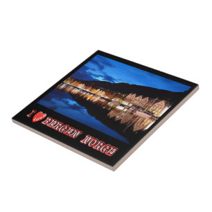 zNO021 BERGEN, Norway "I  Love", Ceramic Tile