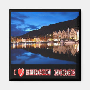 zNO021 BERGEN, Norway "I Love", Fridge Magnet