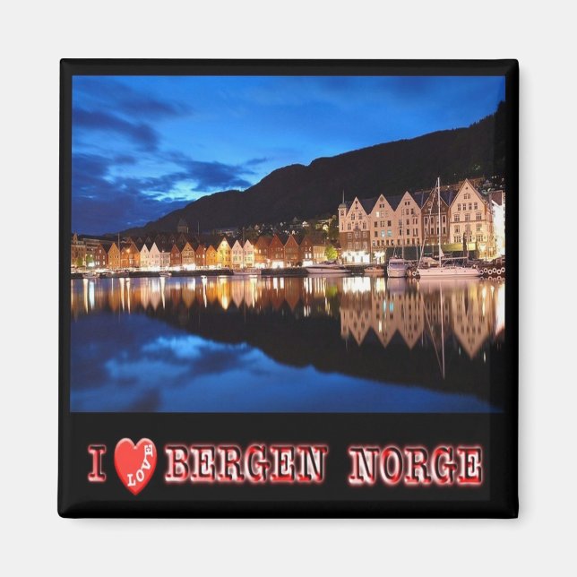 zNO021 BERGEN, Norway "I  Love", Fridge Magnet (Front)
