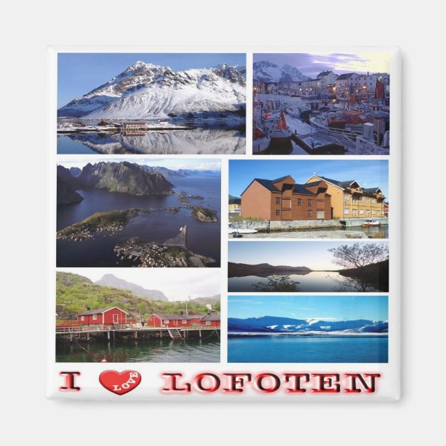 zNO038 LOFOTEN "I Love", Norway, Europe, Fridge Magnet (Front)