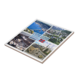 zNO049 TROMSO Artic Cathedral, aerial view, Norway Ceramic Tile