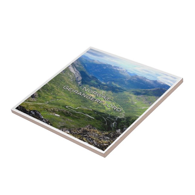 zNO116 GEIRANGERFJORD from DALSNIBBA, Norway,  Ceramic Tile (Side)