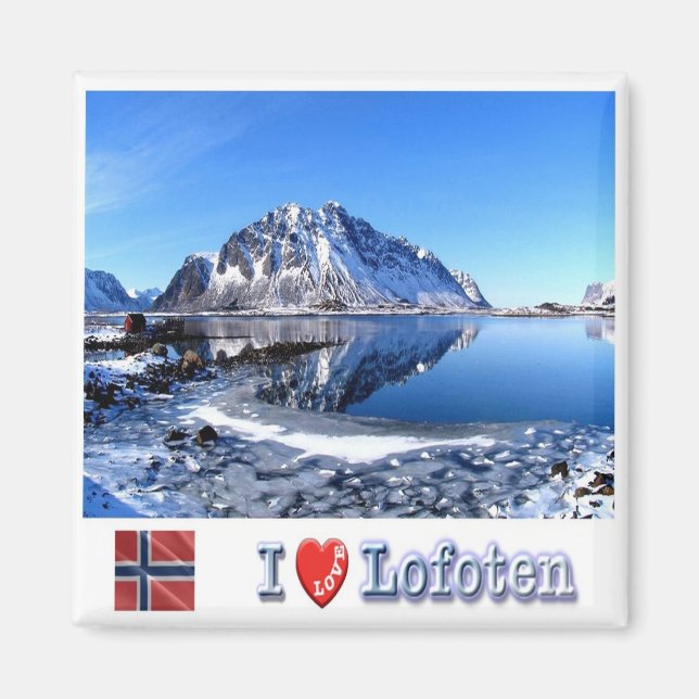 zNO139 WINTER in the LOFOTEN Islands, Norway, Magnet (Front)