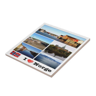 zNO170 NORGE "I Love", Norway, Ceramic Tile