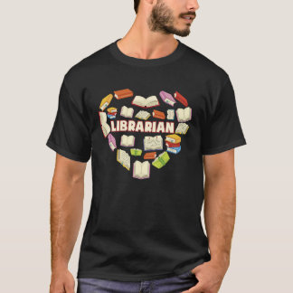 ZNq4 Heart Librarian Book   Back To School T-Shirt