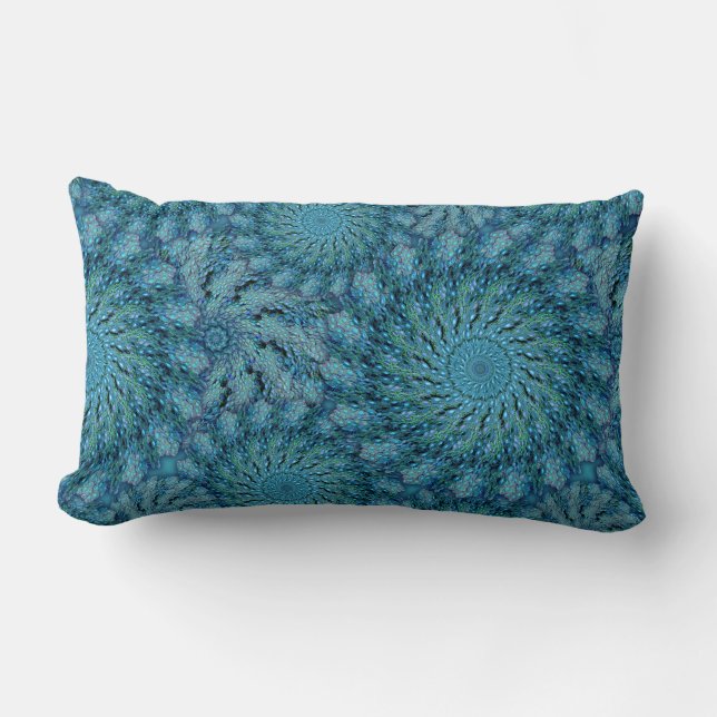 Zoa Coral in Peacock Colours Lumbar Cushion (Front)