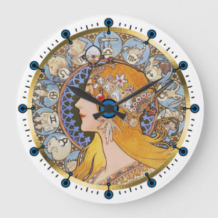 Zodac Art Nouveau Clock by Alphonse Mucha