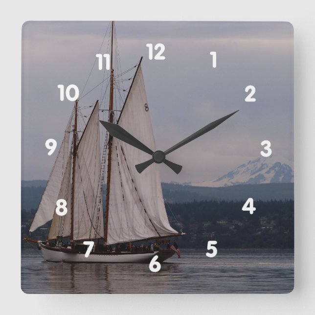 Zodiac and Mt. Baker Square Wall Clock (Front)
