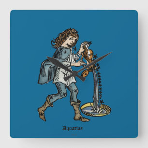 Zodiac: Aquarius, 1482 Square Wall Clock