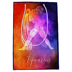 Zodiac : Aquarius Colorful Candy Colors Medium Gift Bag