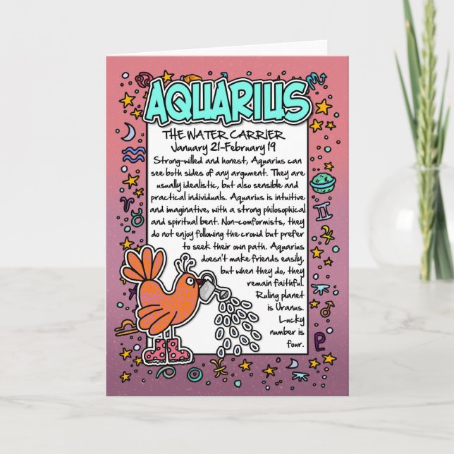 Zodiac - Aquarius Fun Facts Card (Front)