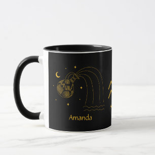 Zodiac Aquarius - Golden Yellow Customisable Mug