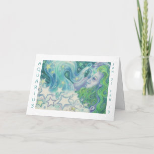 Zodiac Aquarius 'Happy Birthday' card white border
