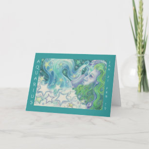 Zodiac Aquarius 'Happy Birthday' greetings card
