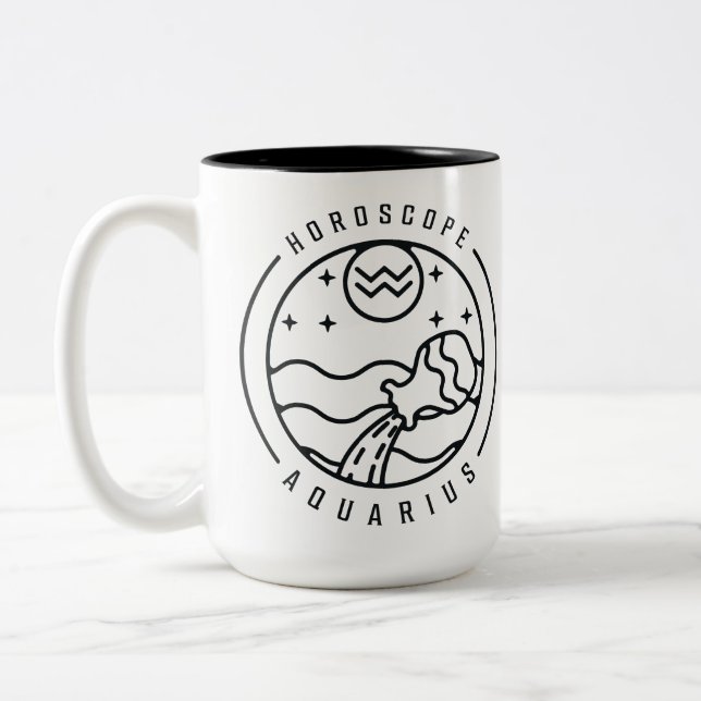 Zodiac AQUARIUS Horoscope Design  Two-Tone Coffee Mug (Left)