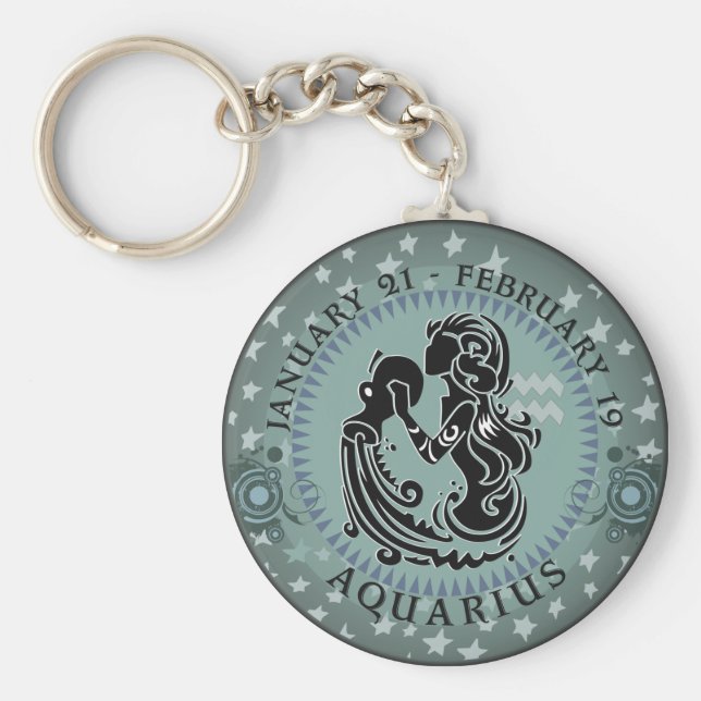 Zodiac Aquarius Key Ring (Front)
