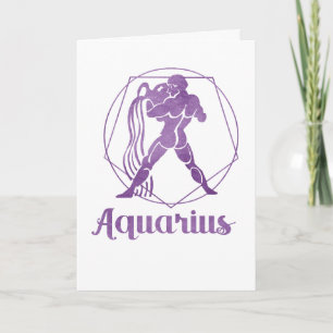 Zodiac : Aquarius Modern Geometric Purple Design Card