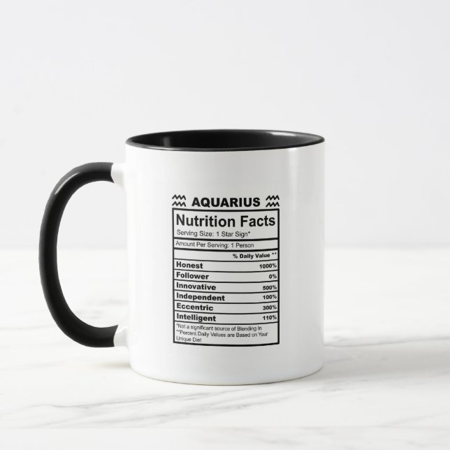 Zodiac Aquarius Nutrition Fact Mug (Left)