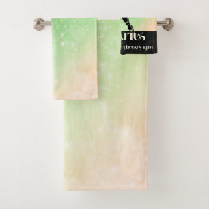 Zodiac : Aquarius Pink & Green Space Design Bath Towel Set