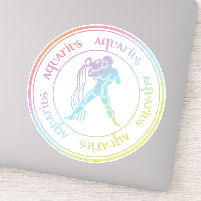 Zodiac : Aquarius Pretty Rainbow Colours Seal (Detail)