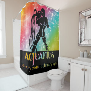 Zodiac : Aquarius Rainbow Space Design Shower Curtain