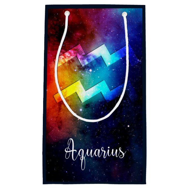 Zodiac : Aquarius Space Rainbow Small Gift Bag (Front)