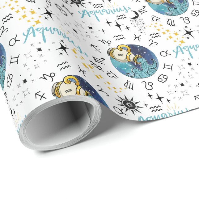 Zodiac Aquarius Wrapping Paper (Roll Corner)