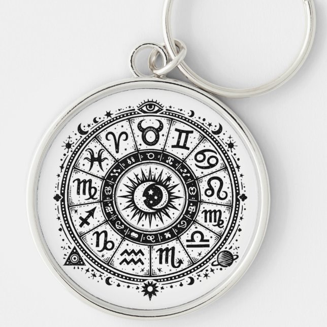 Zodiac Arcana — The Twelve Signs by BurnsInHell Key Ring (Front)