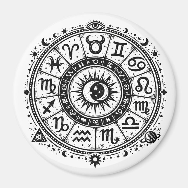 Zodiac Arcana — The Twelve Signs by BurnsInHell Magnet (Front)
