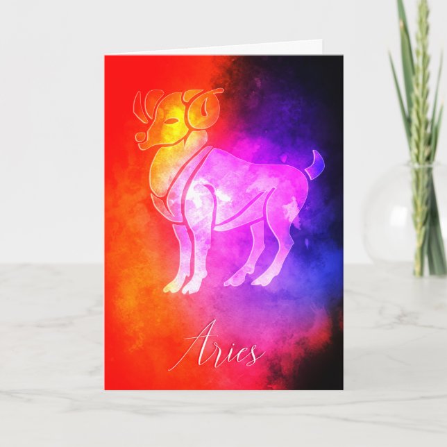 Zodiac : Aries Colourful Candy Colours Birthday Ca Card (Front)